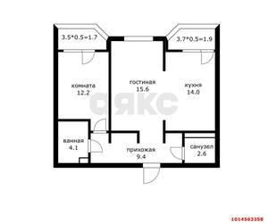 2-к квартира, вторичка, 63м2, 3/22 этаж