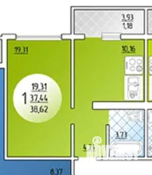 1-к квартира, вторичка, 40м2, 3/16 этаж
