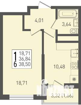 1-к квартира, вторичка, 41м2, 5/22 этаж