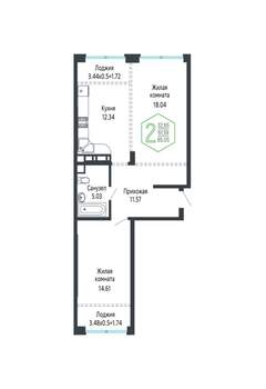Студия квартира, вторичка, 65м2, 4/24 этаж