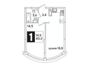 1-к квартира, вторичка, 40м2, 14/16 этаж