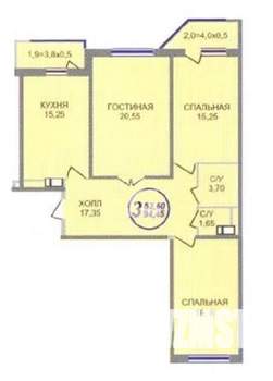 3-к квартира, вторичка, 92м2, 6/19 этаж