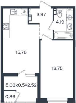 1-к квартира, вторичка, 41м2, 5/18 этаж