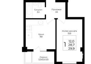 1-к квартира, вторичка, 30м2, 1/9 этаж