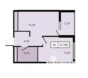 1-к квартира, вторичка, 38м2, 8/8 этаж