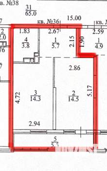 1-к квартира, вторичка, 44м2, 5/12 этаж