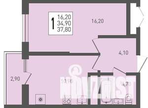 1-к квартира, строящийся дом, 38м2, 8/24 этаж