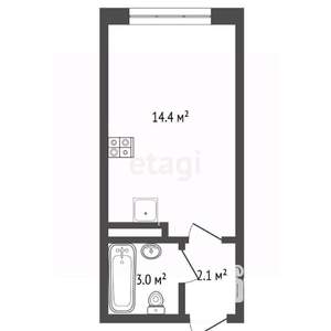 Студия квартира, вторичка, 20м2, 9/16 этаж