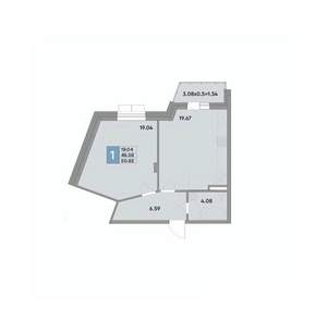 1-к квартира, вторичка, 50м2, 6/10 этаж