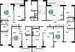 3-к квартира, строящийся дом, 60м2, 2/9 этаж