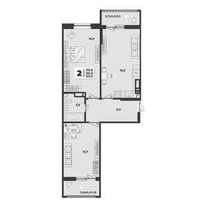 2-к квартира, строящийся дом, 64м2, 2/9 этаж