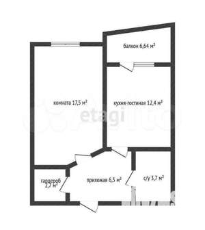 1-к квартира, вторичка, 48м2, 10/16 этаж