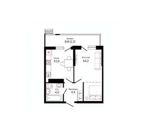 1-к квартира, вторичка, 40м2, 16/23 этаж