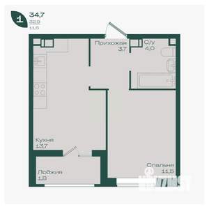 1-к квартира, вторичка, 35м2, 3/18 этаж