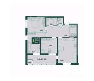 3-к квартира, вторичка, 82м2, 7/18 этаж