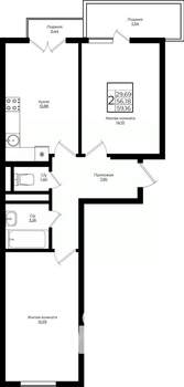 2-к квартира, вторичка, 59м2, 6/9 этаж