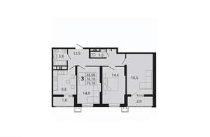 3-к квартира, вторичка, 80м2, 10/18 этаж