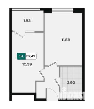 1-к квартира, вторичка, 32м2, 4/9 этаж