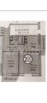 2-к квартира, вторичка, 55м2, 7/17 этаж
