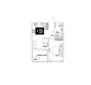 1-к квартира, вторичка, 38м2, 11/18 этаж