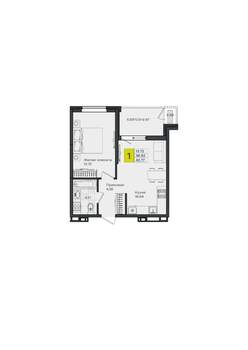 1-к квартира, вторичка, 43м2, 4/8 этаж