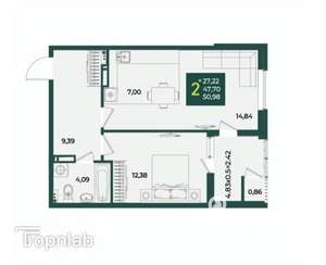 2-к квартира, вторичка, 51м2, 11/21 этаж