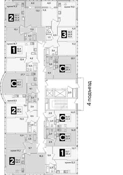 3-к квартира, вторичка, 73м2, 15/16 этаж