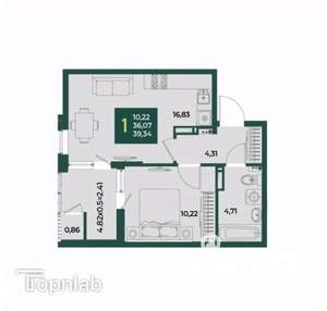 1-к квартира, вторичка, 39м2, 14/18 этаж