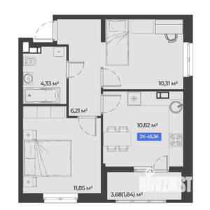 2-к квартира, вторичка, 45м2, 2/5 этаж