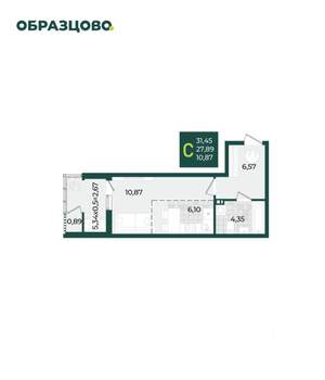 Студия квартира, строящийся дом, 31м2, 9/21 этаж
