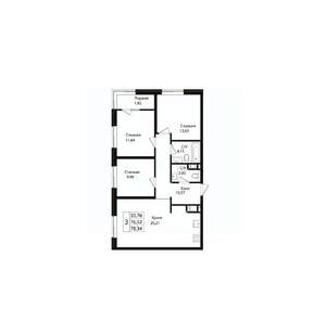 4-к квартира, вторичка, 78м2, 3/18 этаж