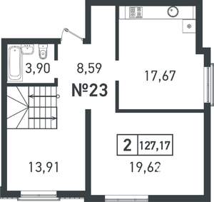 2-к квартира, вторичка, 68м2, 3/3 этаж