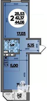 2-к квартира, вторичка, 44м2, 8/8 этаж
