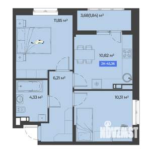 2-к квартира, вторичка, 45м2, 4/5 этаж