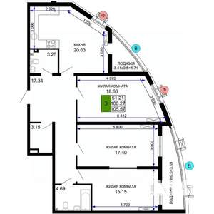 3-к квартира, вторичка, 106м2, 2/24 этаж