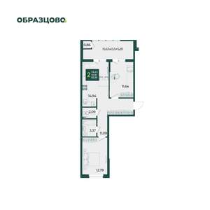 2-к квартира, вторичка, 63м2, 2/18 этаж