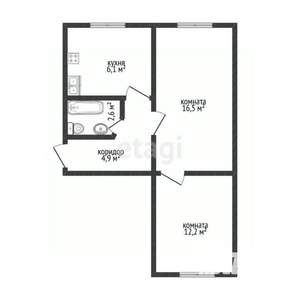 2-к квартира, вторичка, 42м2, 1/5 этаж