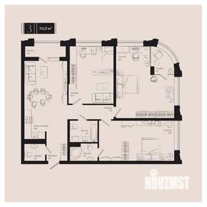 3-к квартира, вторичка, 116м2, 4/18 этаж