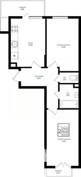 2-к квартира, вторичка, 60м2, 6/10 этаж