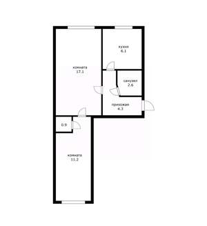 2-к квартира, вторичка, 42м2, 1/5 этаж