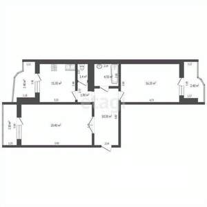 2-к квартира, вторичка, 66м2, 16/16 этаж