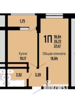 1-к квартира, вторичка, 37м2, 8/22 этаж