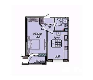 1-к квартира, вторичка, 40м2, 5/9 этаж
