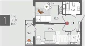 1-к квартира, вторичка, 42м2, 8/24 этаж