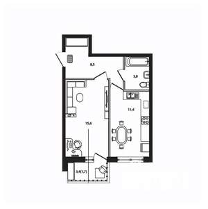 1-к квартира, вторичка, 41м2, 1/9 этаж