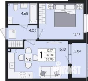 1-к квартира, вторичка, 39м2, 2/8 этаж