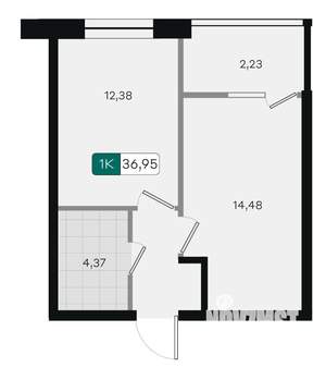 1-к квартира, вторичка, 37м2, 2/18 этаж