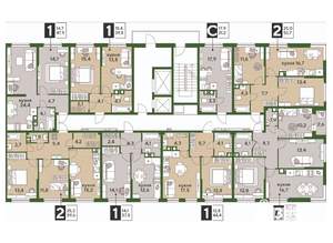 3-к квартира, строящийся дом, 70м2, 6/16 этаж