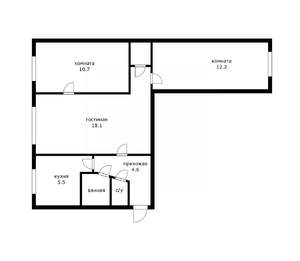 3-к квартира, вторичка, 55м2, 1/5 этаж