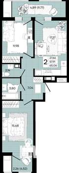 2-к квартира, вторичка, 66м2, 9/18 этаж
